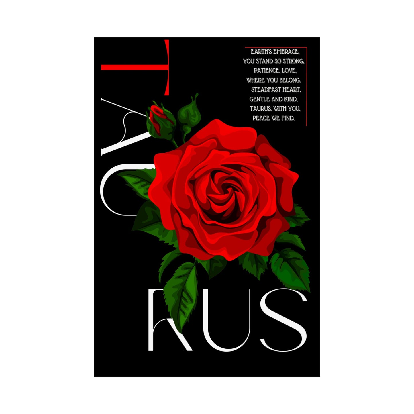 Taurus Rose, Matte Vertical Poster (Black)