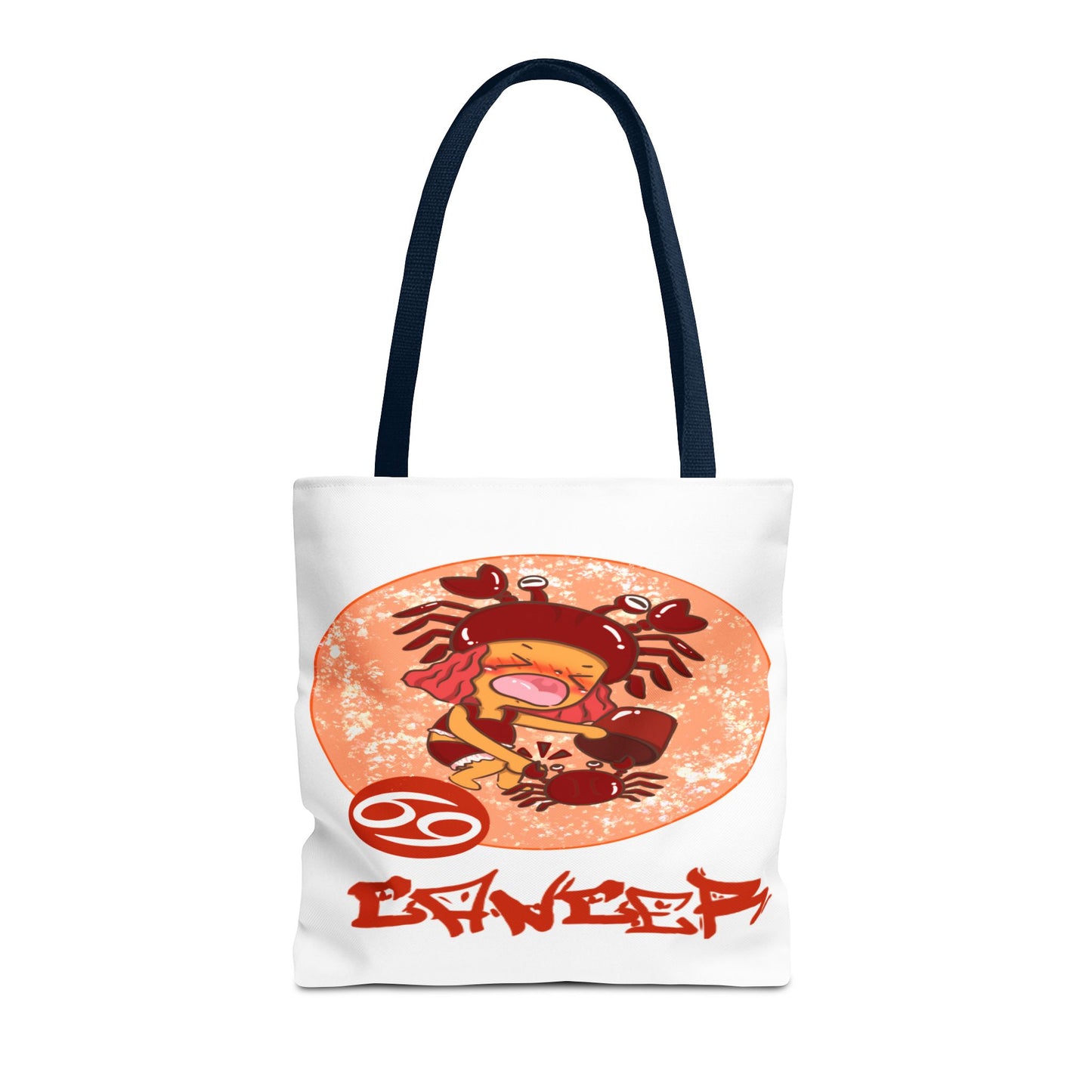 Cancer Chibi Girl & Crab White Tote Bag, 3 Sizes