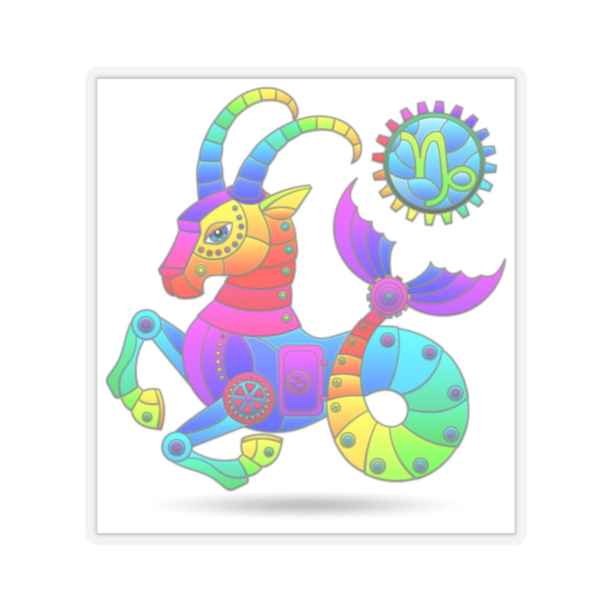 Capricorn Rainbow Steampunk, Kiss-Cut Stickers