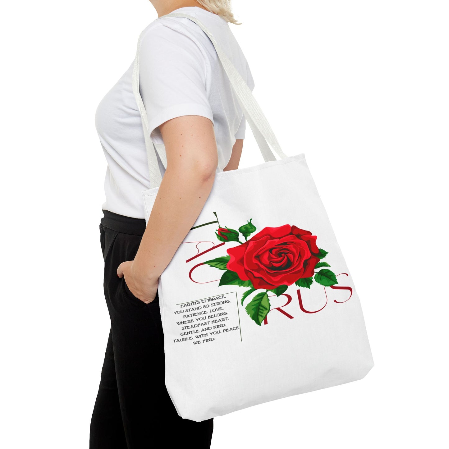 Taurus Rose White Tote Bag, 3 Sizes