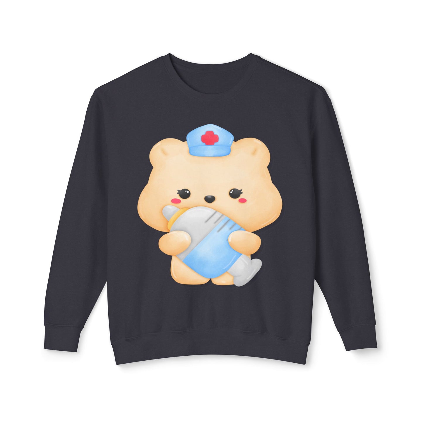 Nurse Bear, Unisex Lightweight Crewneck Sweatshirt