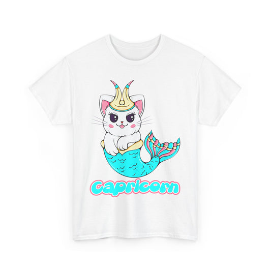 Capricorn Anime Cat, Unisex Heavy Cotton Tee