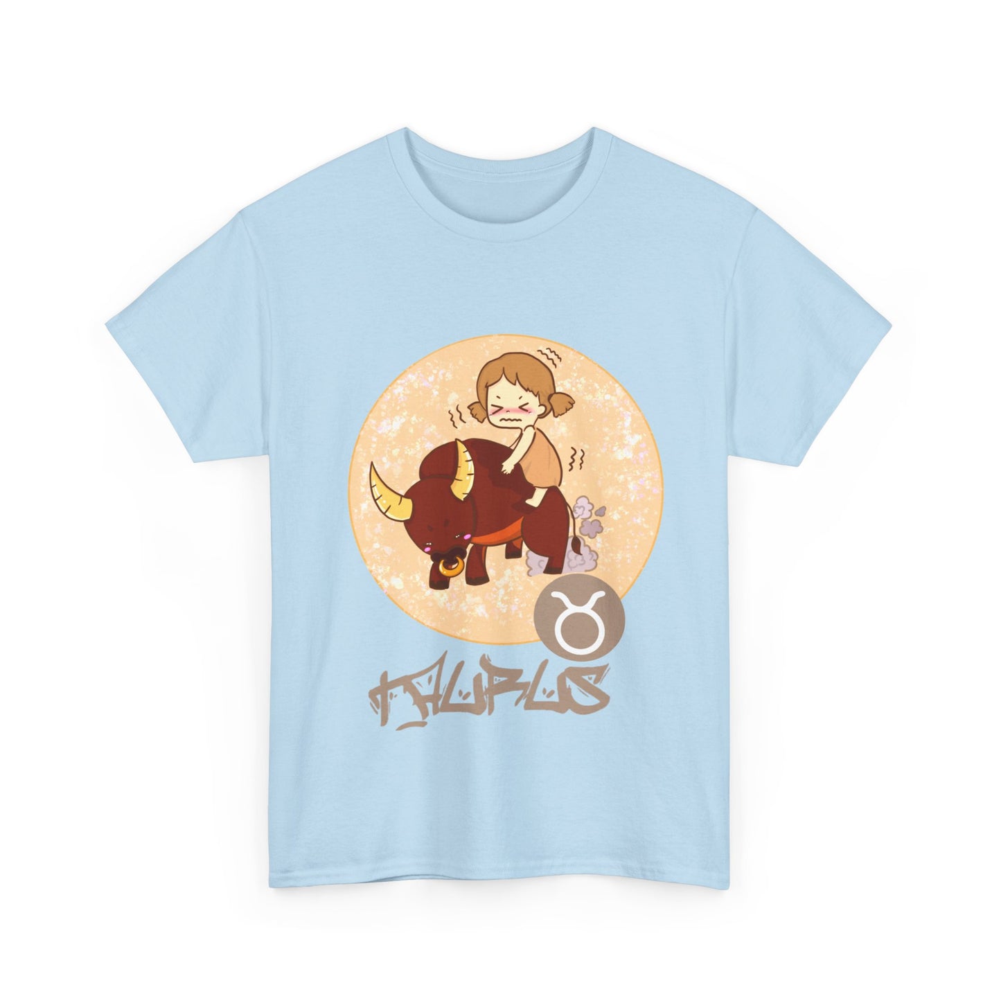 Taurus Chibi Girl & Bull, Unisex Heavy Cotton Tee