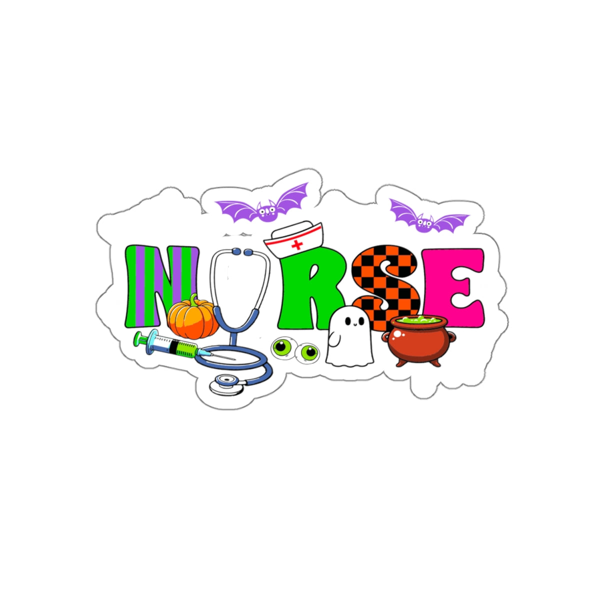 Nurse Halloween Logo, Kiss-Cut Stickers