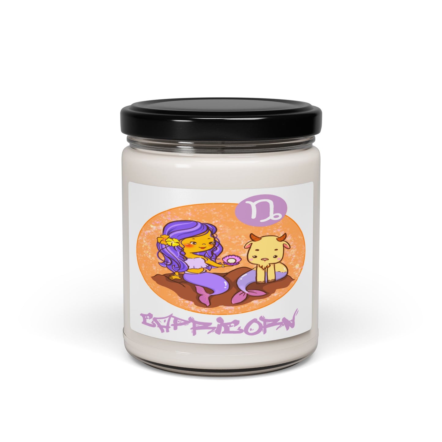 Capricorn Mermaid Chibi Girl & Goat Soy Candle, 10 Scents