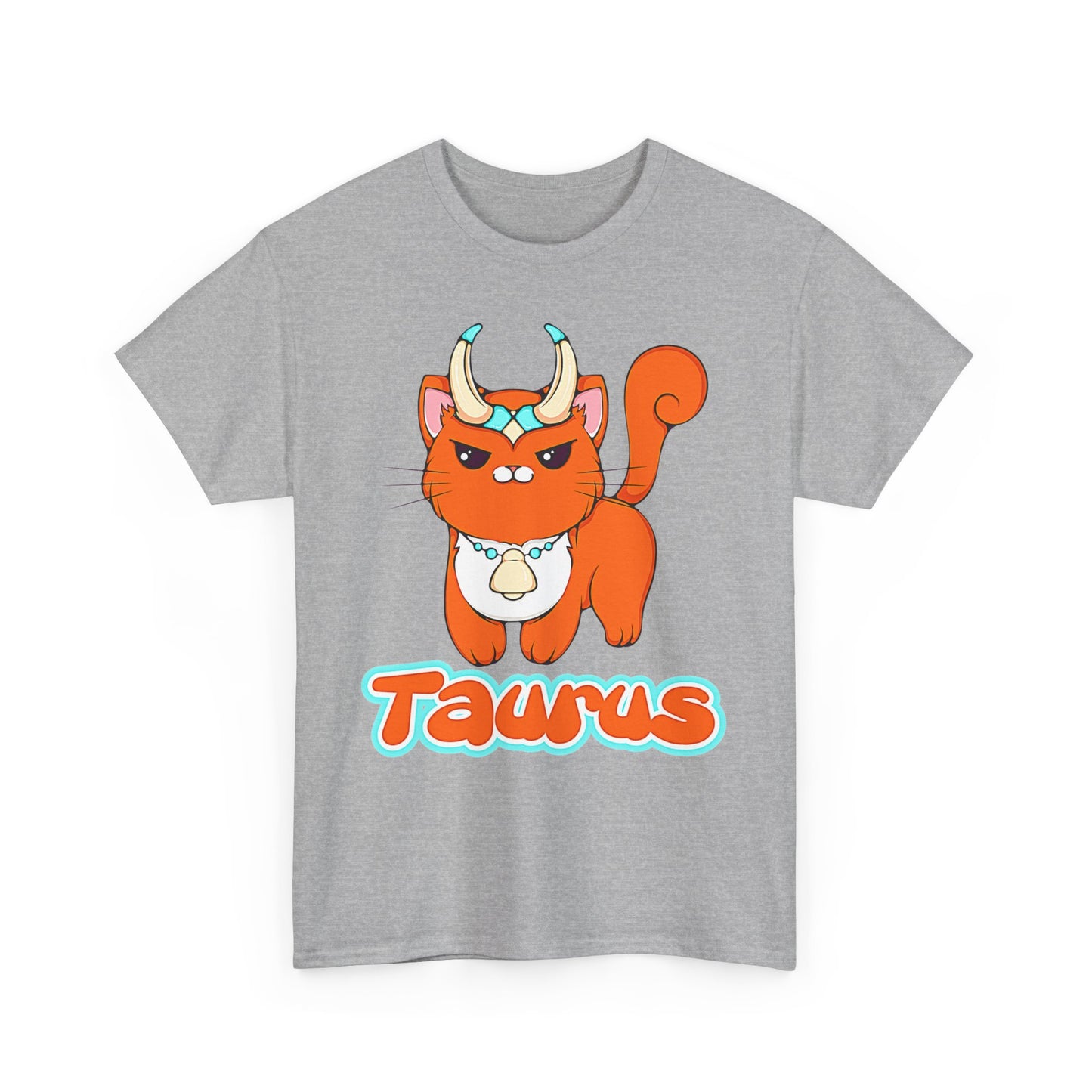 Taurus Anime Cat, Unisex Heavy Cotton Tee