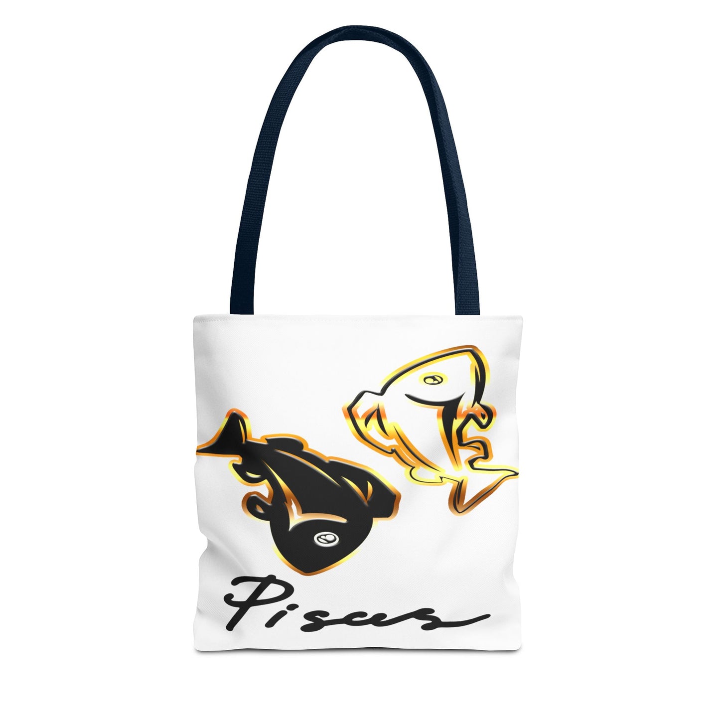 Pisces Fish White Tote Bag, 3 Sizes