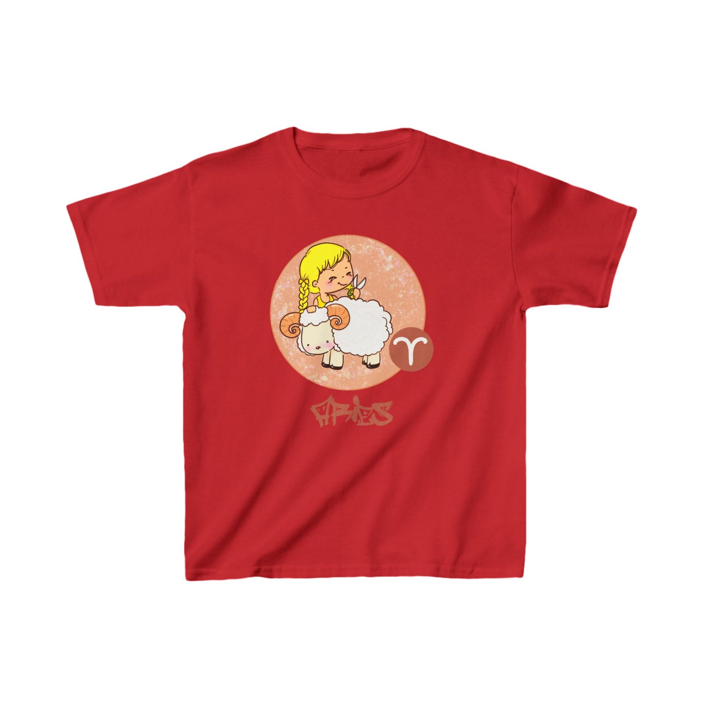 Aries Chibi Girl & Ram, Kids Heavy Cotton™ Tee