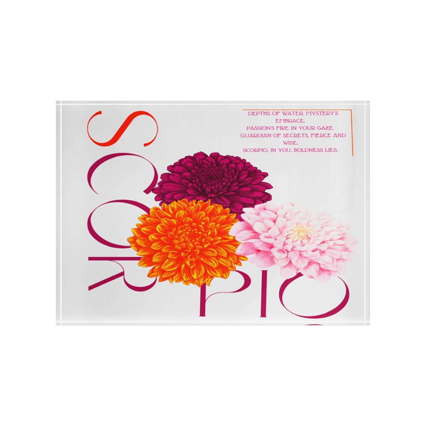 Scorpio Chrysanthemums, Photo Block (White)