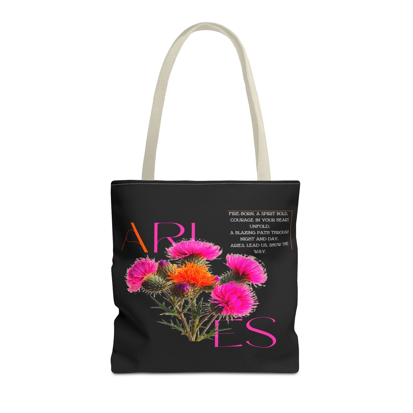 Aries Thistle Black Tote Bag, 3 Sizes