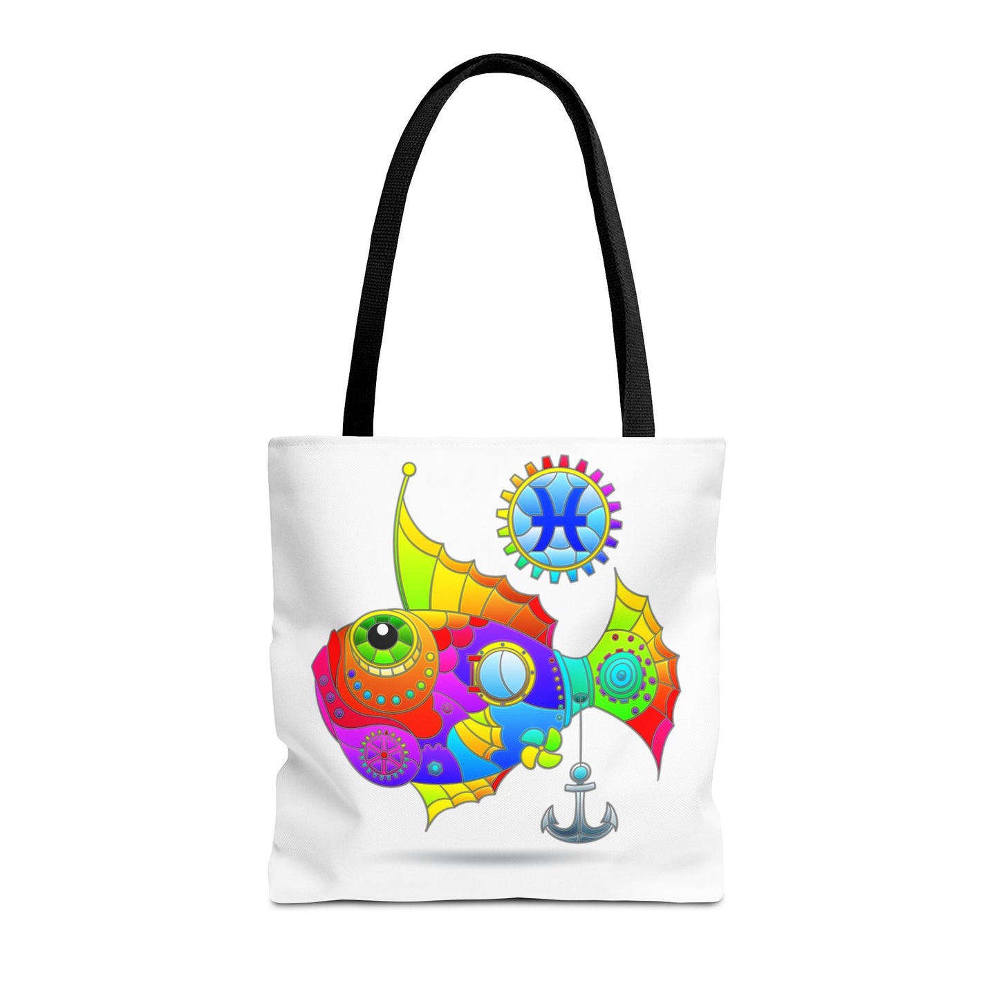 Pisces Rainbow Steampunk, White Tote Bag