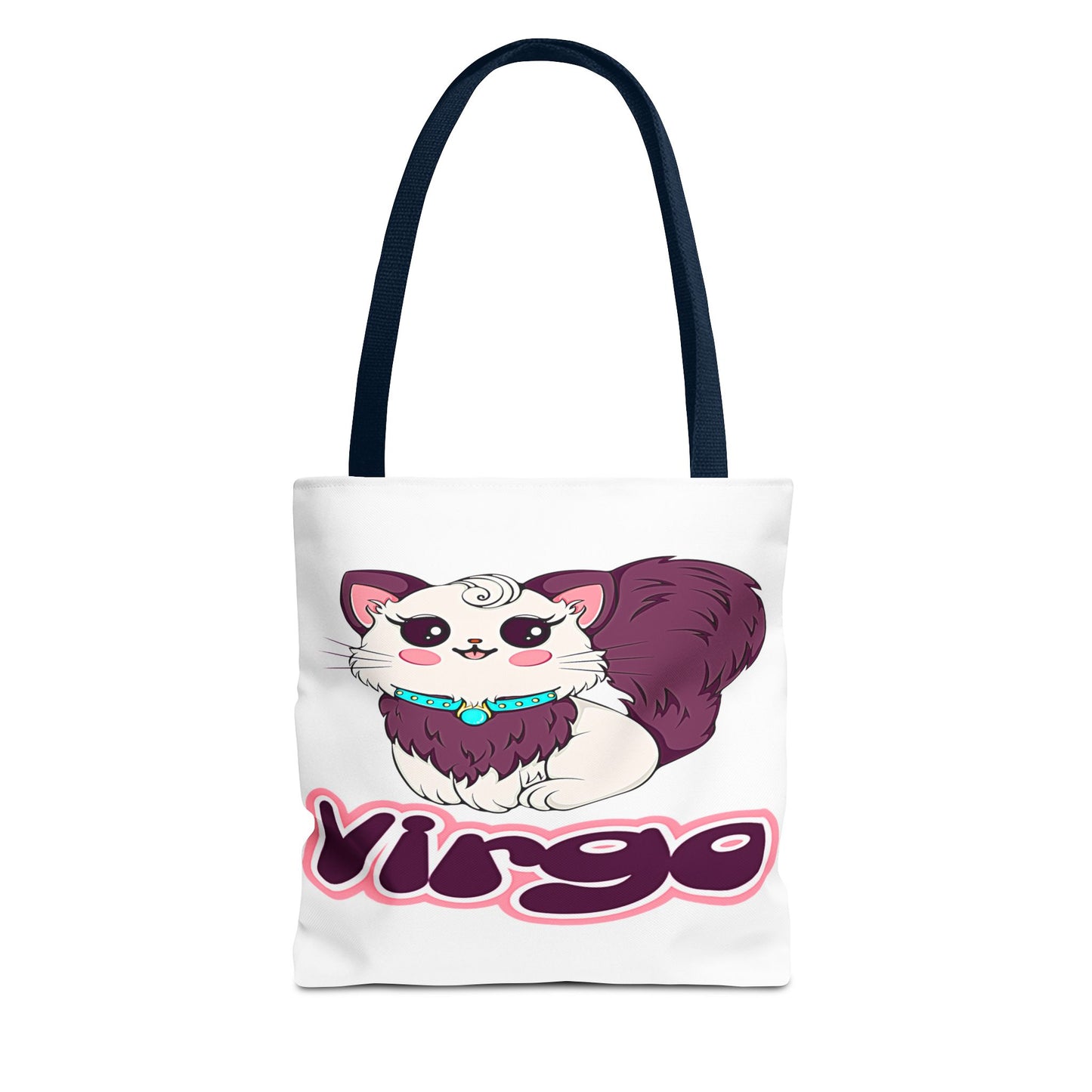 Virgo Anime Cat White Tote Bag, 3 Sizes