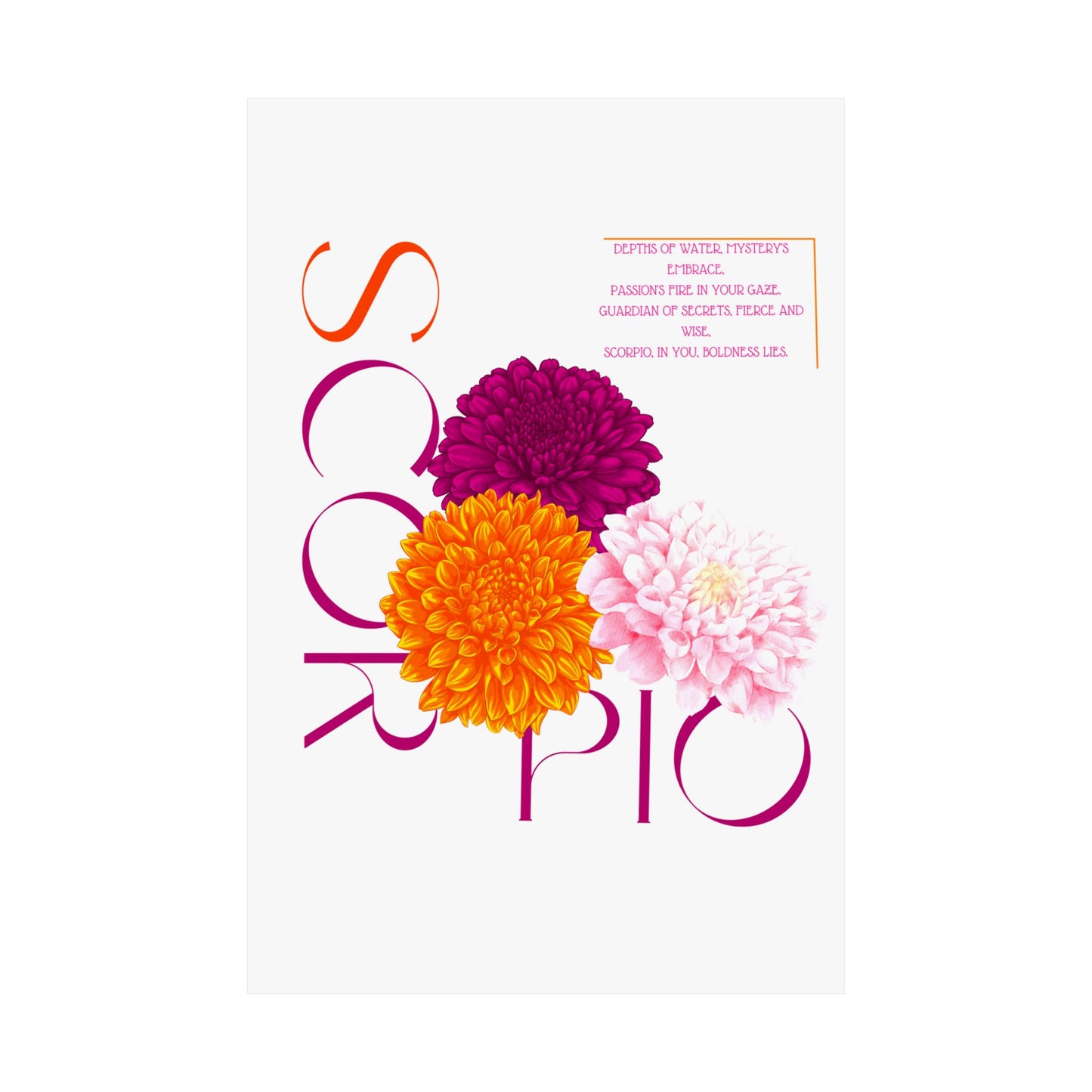 Scorpio Chrysanthemums, Matte Vertical Posters (White)