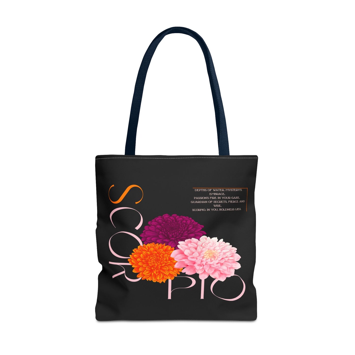 Scorpio Chrysanthemums Black Tote Bag, 3 Sizes