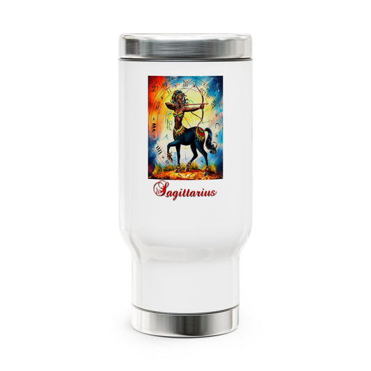 Sagittarius, Stainless Steel Travel Mug with Handle, 14oz