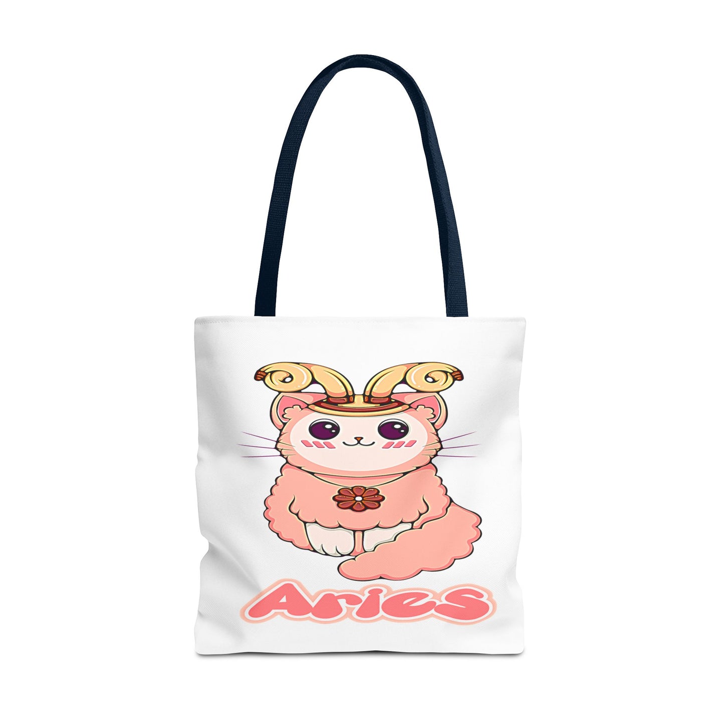 Aries Anime Cat White Tote Bag, 3 Sizes