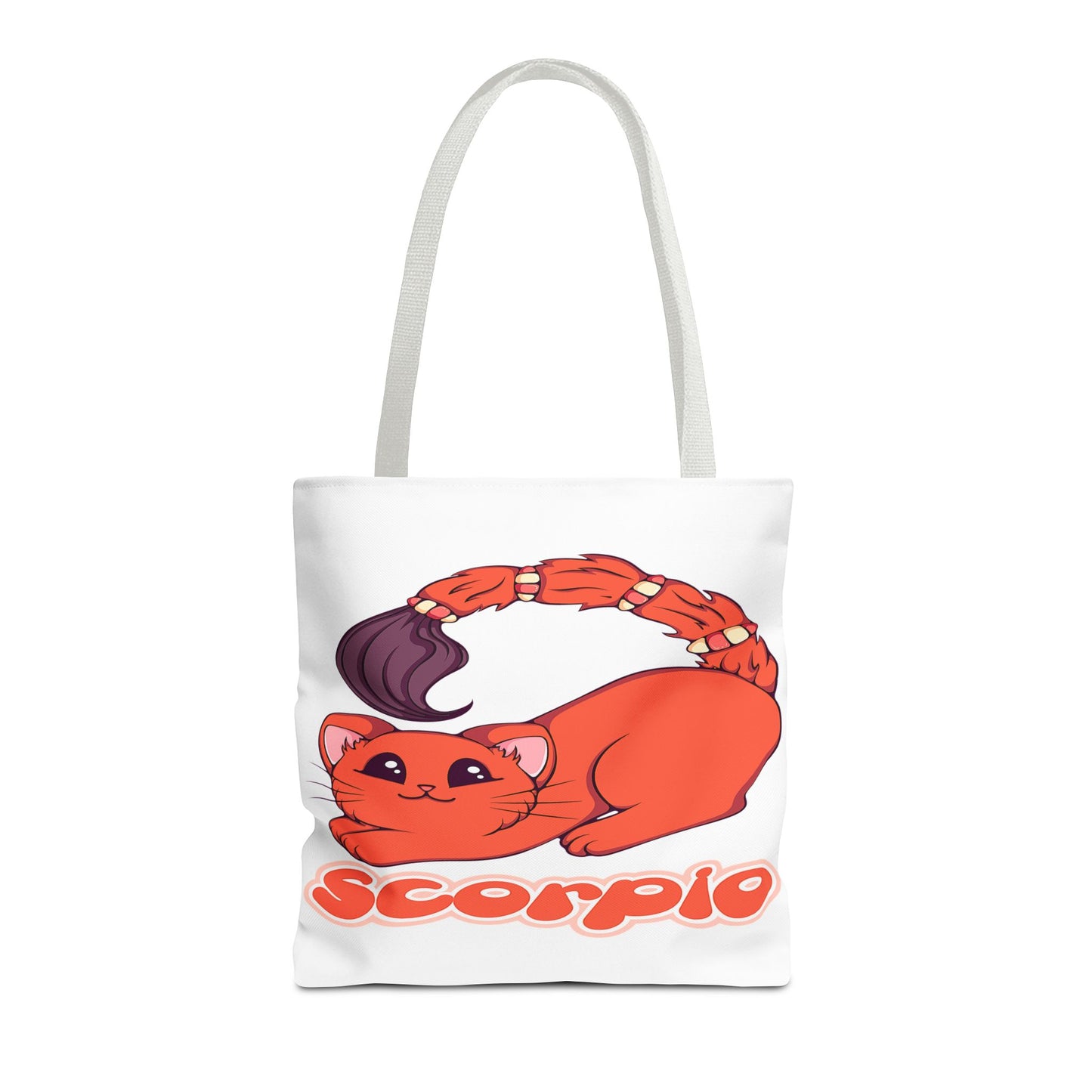 Scorpio Anime Cat White Tote Bag, 3 Sizes