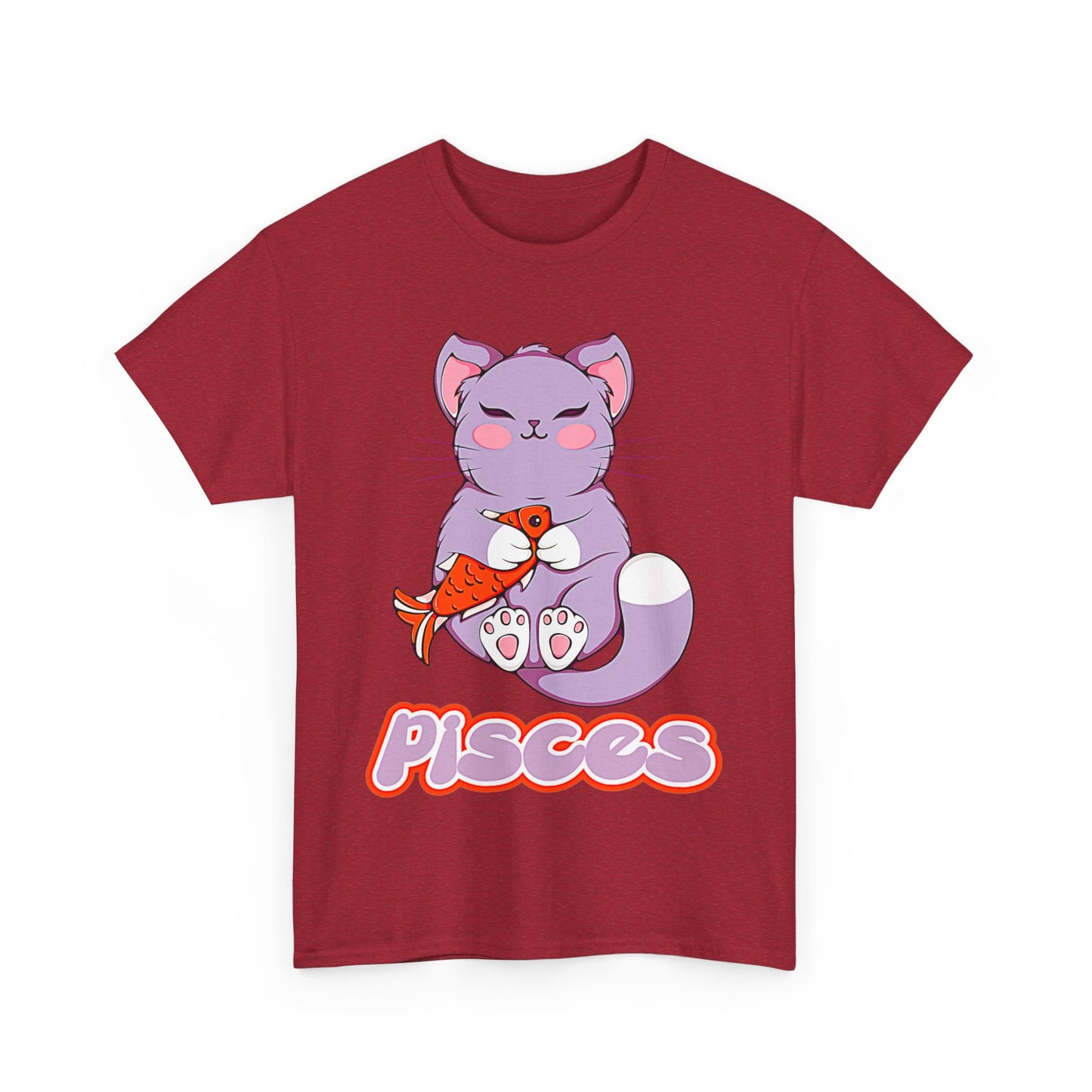 Pisces Anime Cat, Unisex Heavy Cotton Tee