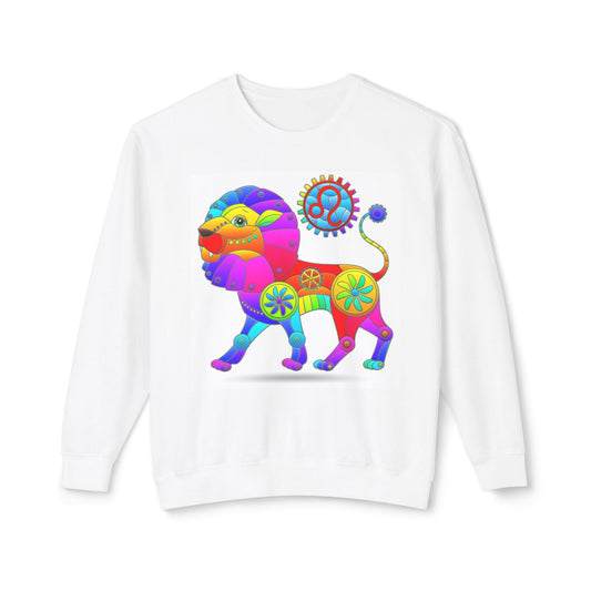 Leo Rainbow Steampunk, Unisex Lightweight Crewneck Sweatshirt