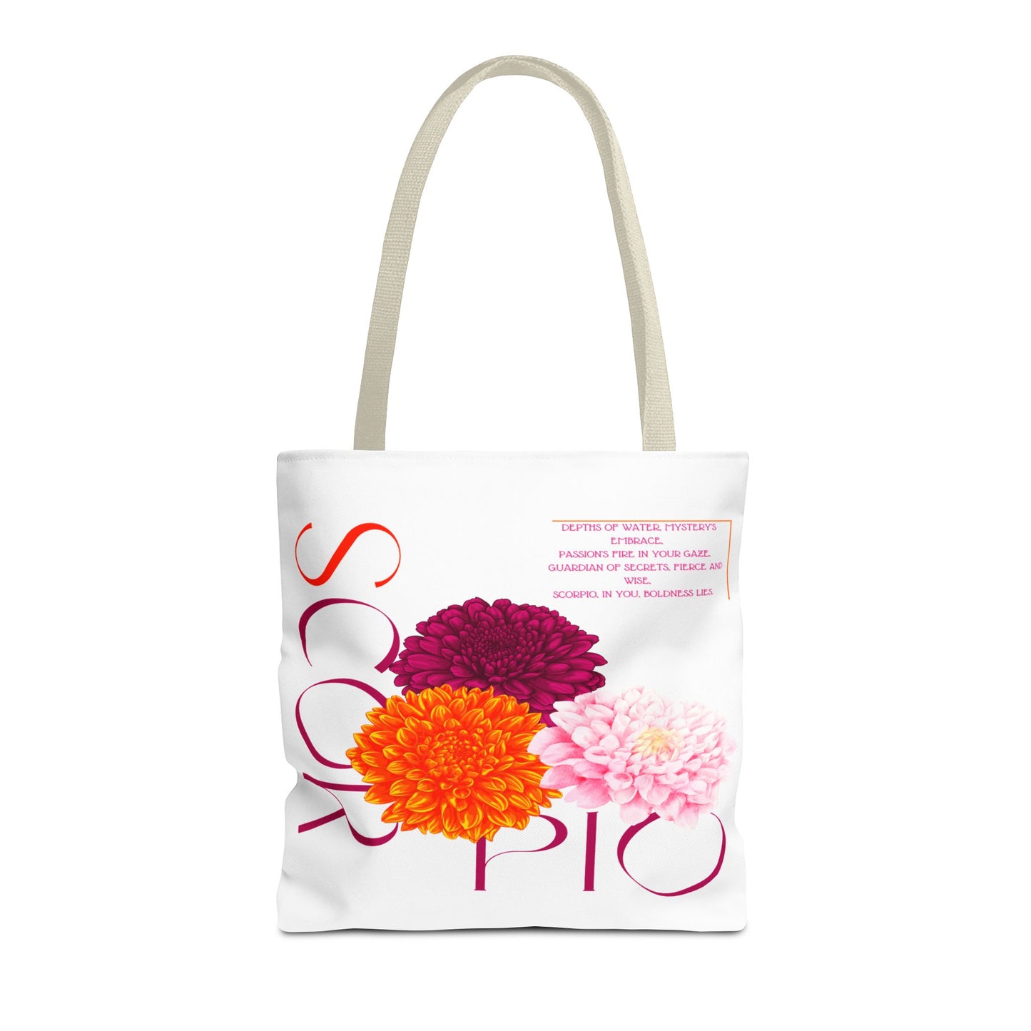 Scorpio Chrysanthemums White Tote Bag, 3 Sizes