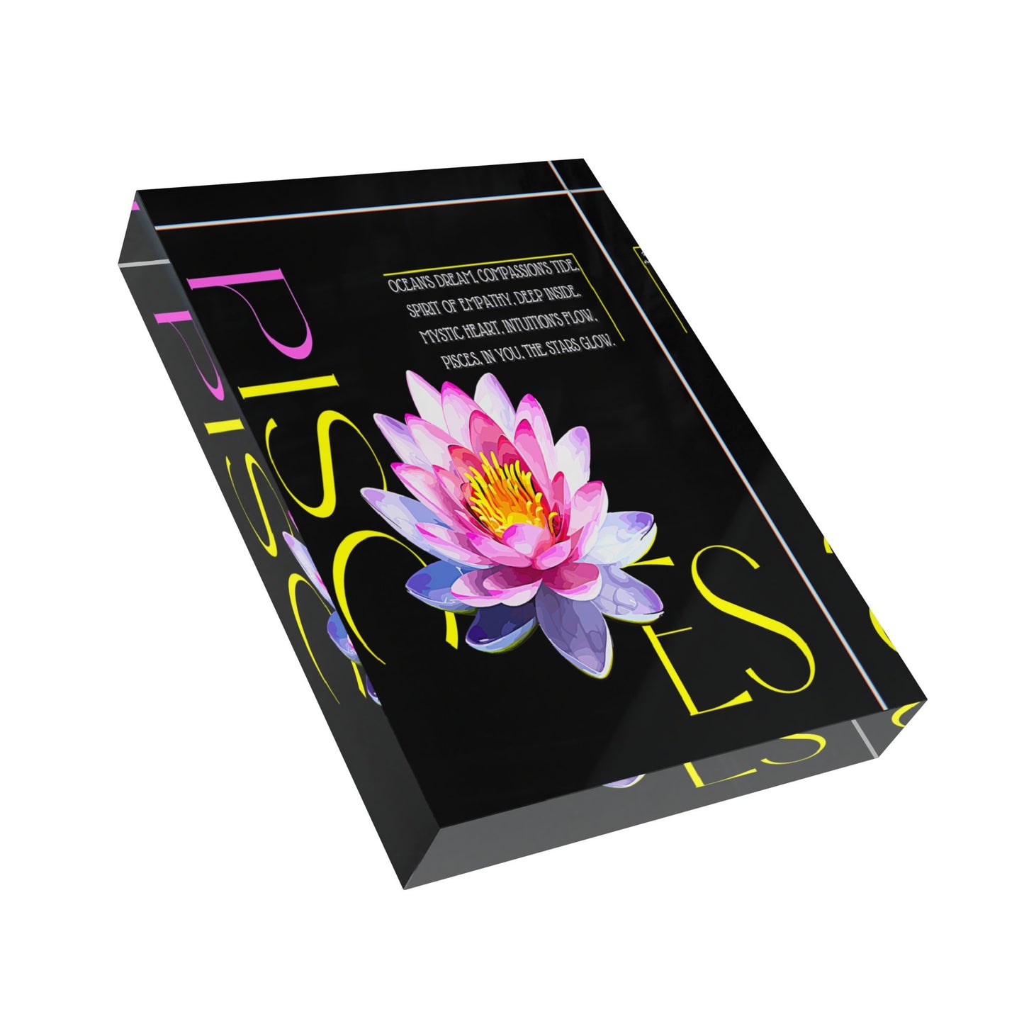 Pisces White Lotus, Photo Block (Black)