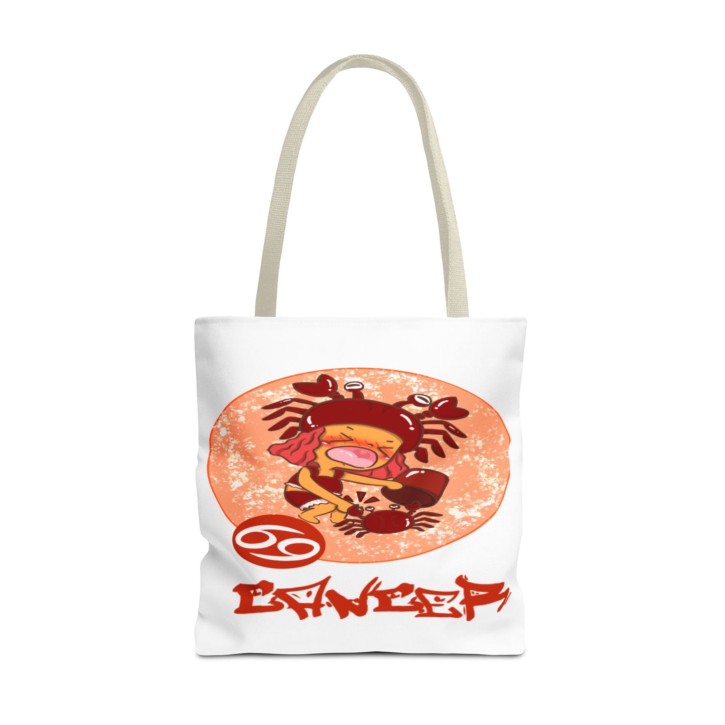 Cancer Chibi Girl & Crab White Tote Bag, 3 Sizes