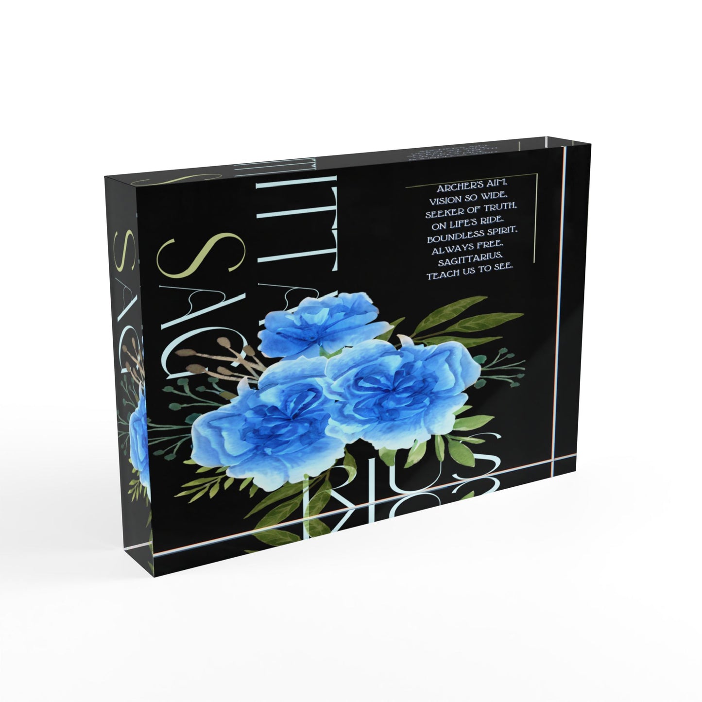 Sagittarius Blue Carnations, Photo Block (Black)