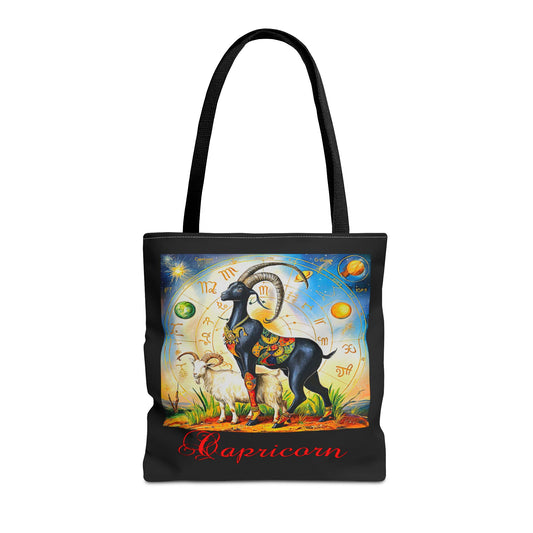 Capricorn Black Tote Bag, 3 Sizes