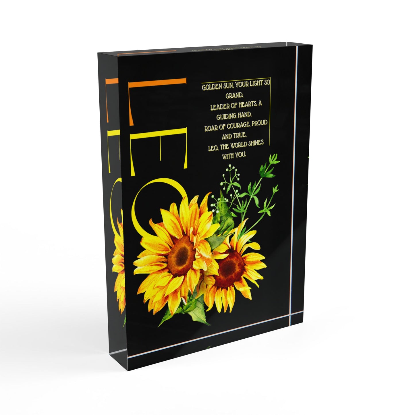 Leo Sunflowers, Photo Block (Black)