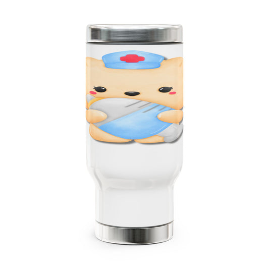 Nurse Bear, Stainless Steel Travel Mug with Handle, 14oz