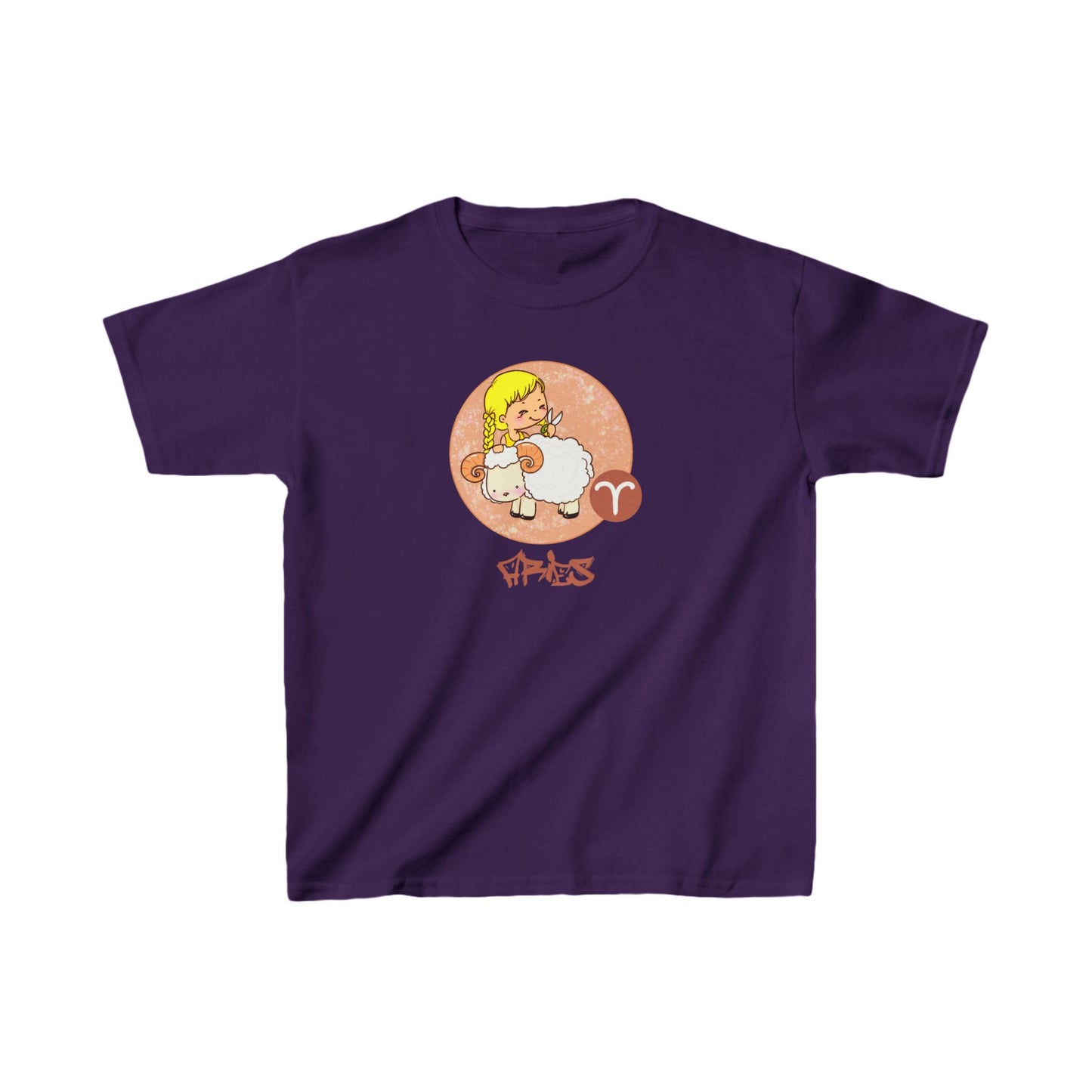 Aries Chibi Girl & Ram, Kids Heavy Cotton™ Tee