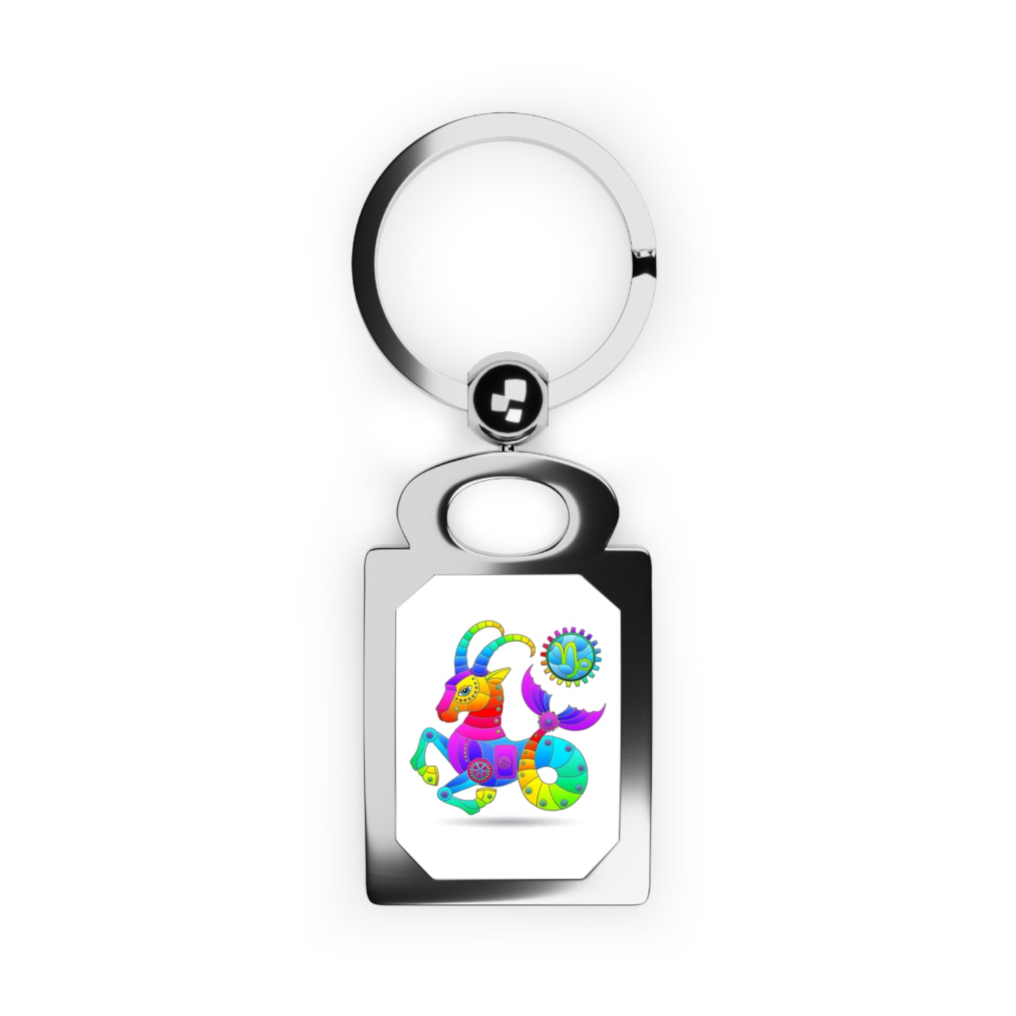 Capricorn Rainbow Steampunk, Rectangle Photo Keyring