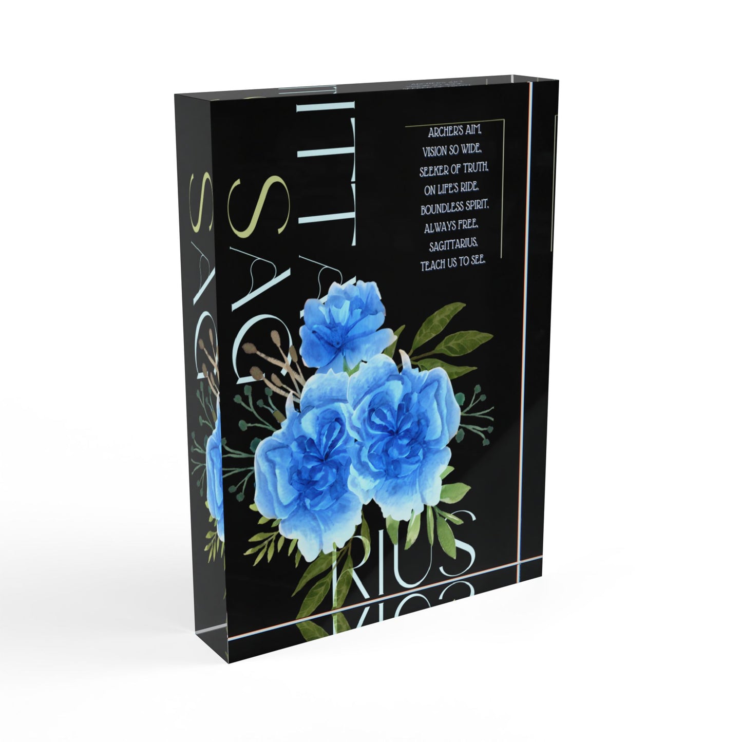 Sagittarius Blue Carnations, Photo Block (Black)