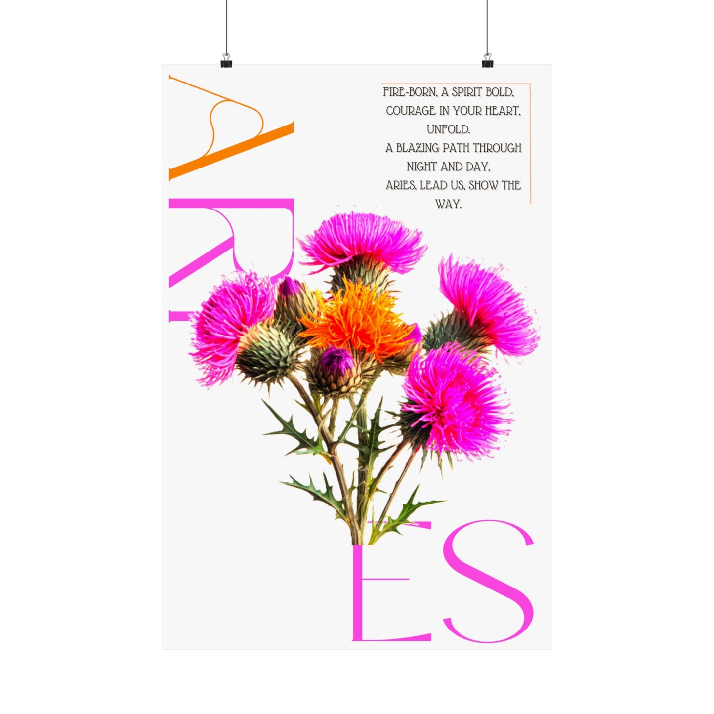 Aries Thistle, Matte Vertical Poster (White)