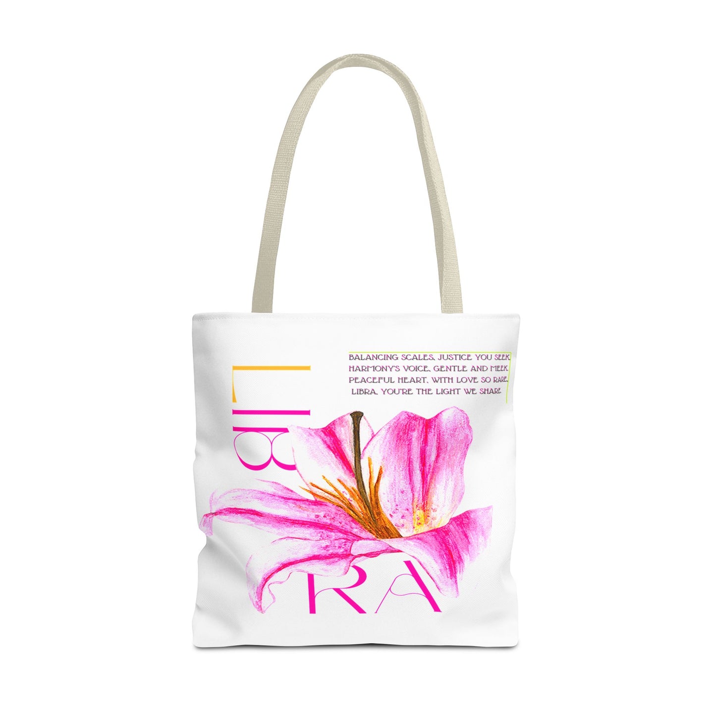 Libra Lily White Tote Bag, 3 Sizes