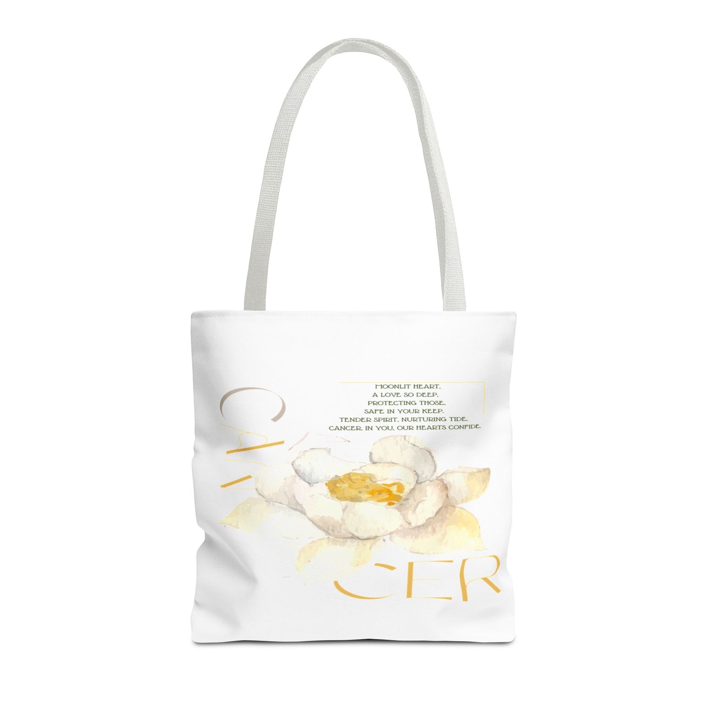 Cancer White Lotus White Tote Bag, 3 Sizes