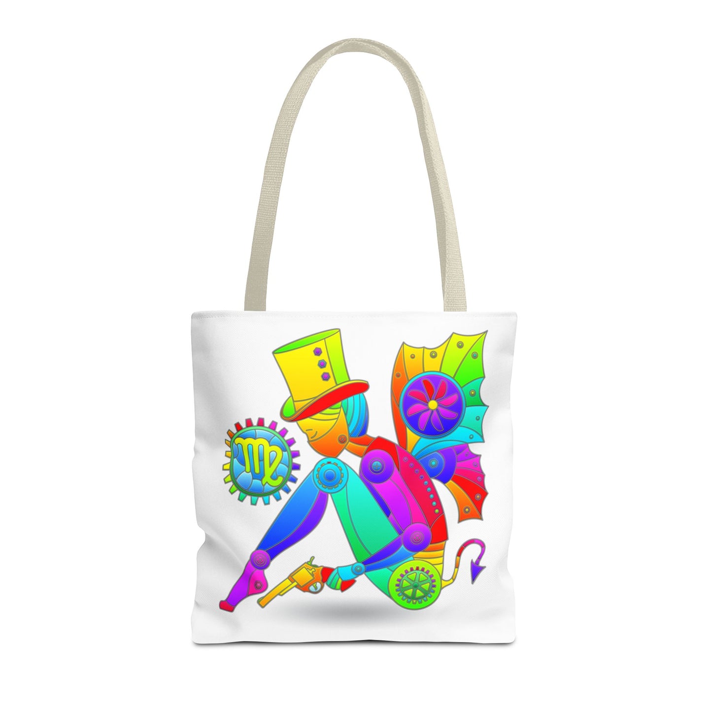 Virgo Rainbow Steampunk, White Tote Bag