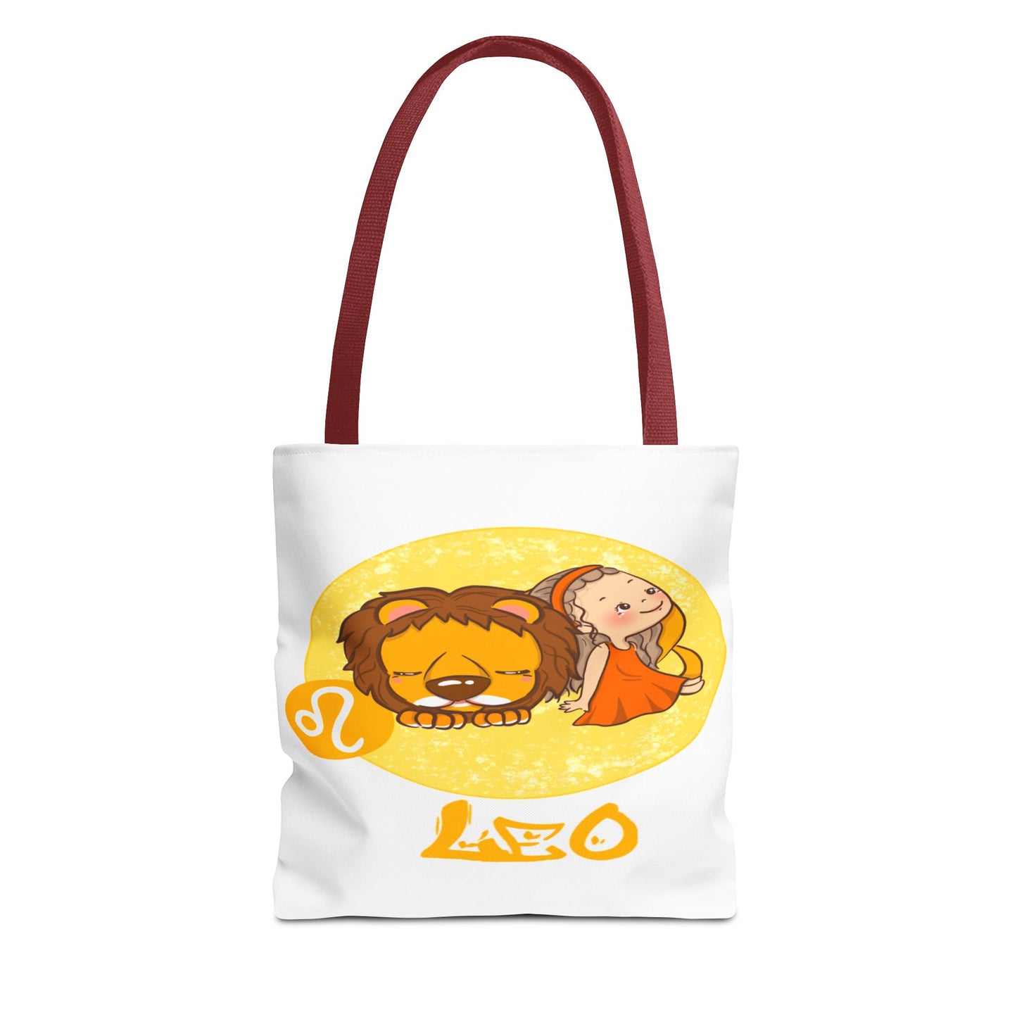 Leo Chibi Girl & Lion White Tote Bag, 3 Sizes