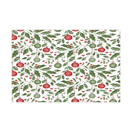 Gift Wrap Paper - Vintage Christmas Ornaments and Hearts Design