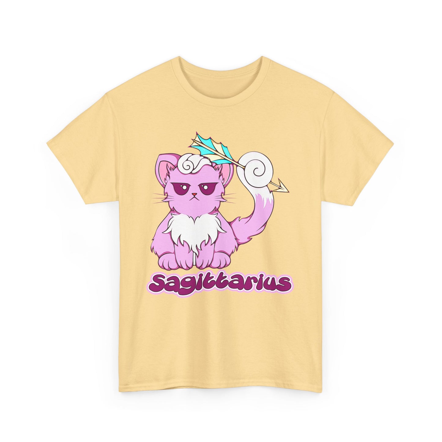 Sagittarius Anime Cat, Unisex Heavy Cotton Tee