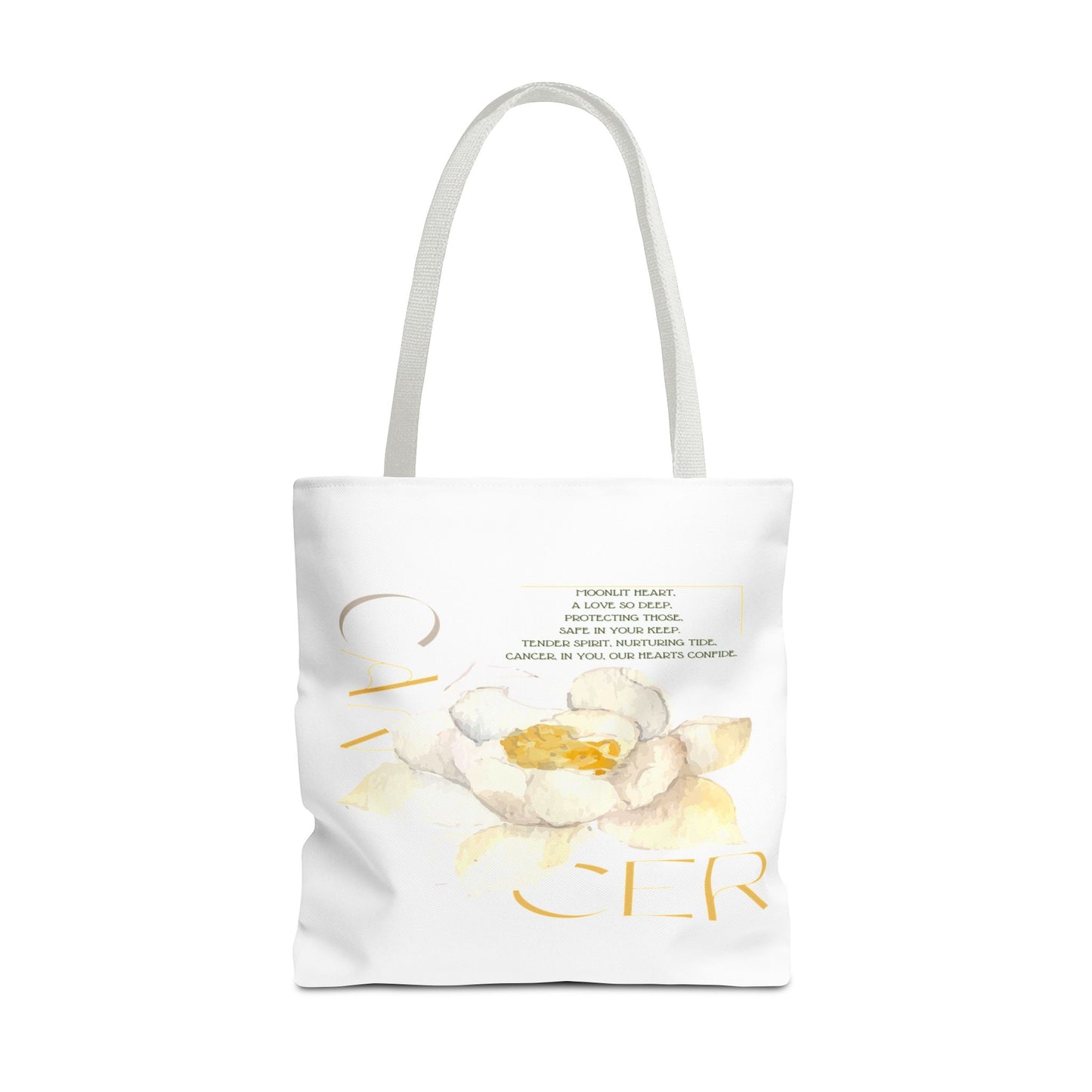 Cancer White Lotus White Tote Bag, 3 Sizes