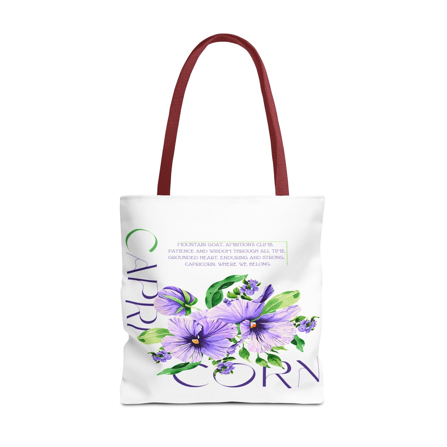 Capricorn Pansies White Tote Bag, 3 Sizes