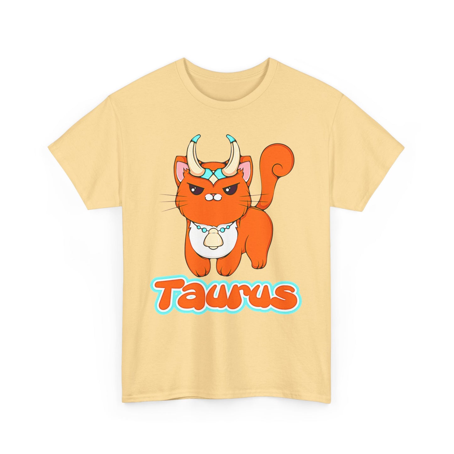 Taurus Anime Cat, Unisex Heavy Cotton Tee