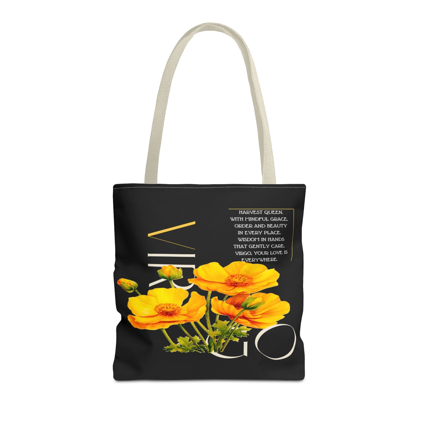 Virgo Buttercups Black Tote Bag, 3 Sizes