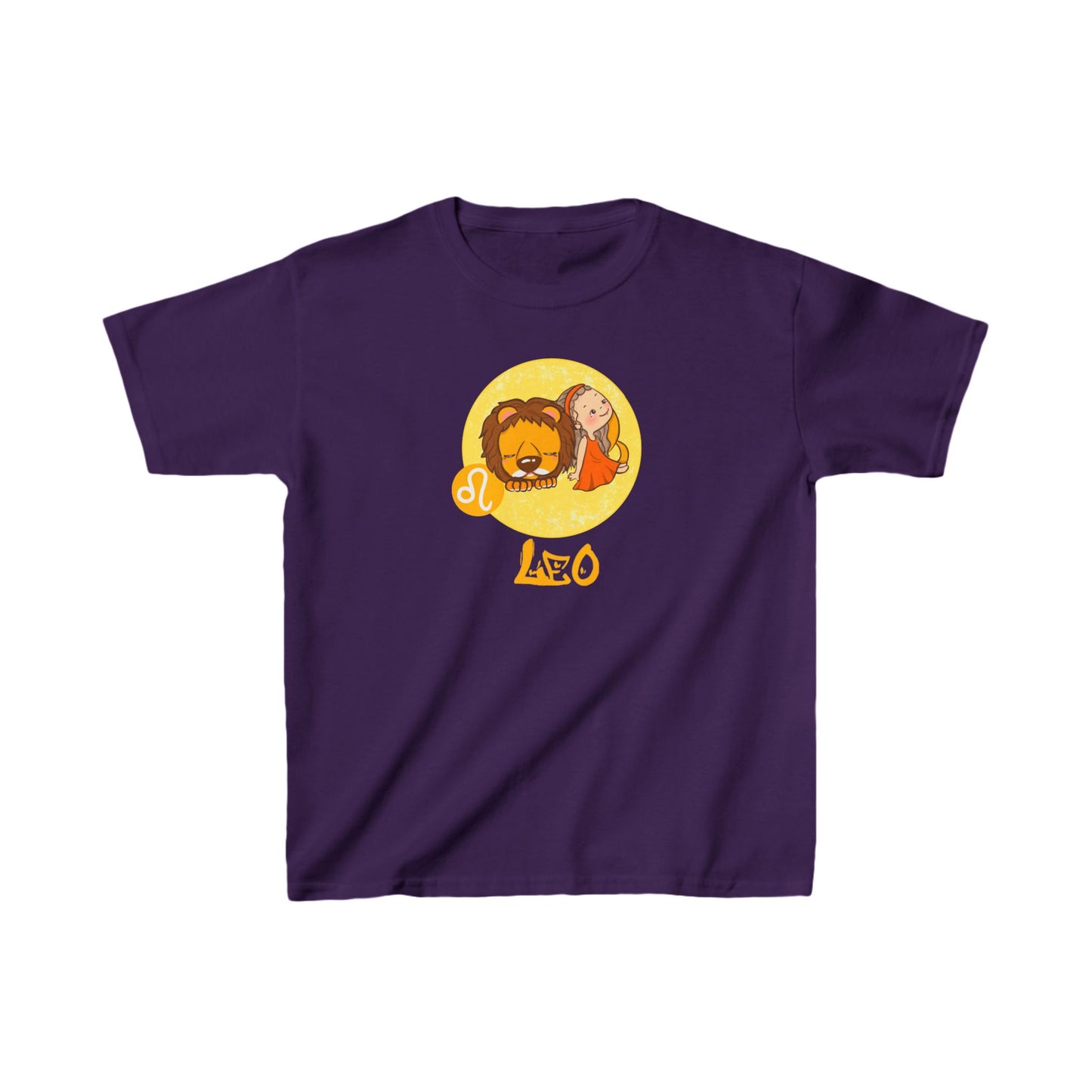 Leo Chibi Girl & Lion, Kids Heavy Cotton™ Tee