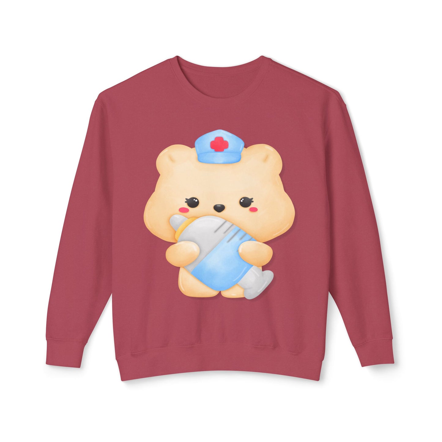 Nurse Bear, Unisex Lightweight Crewneck Sweatshirt