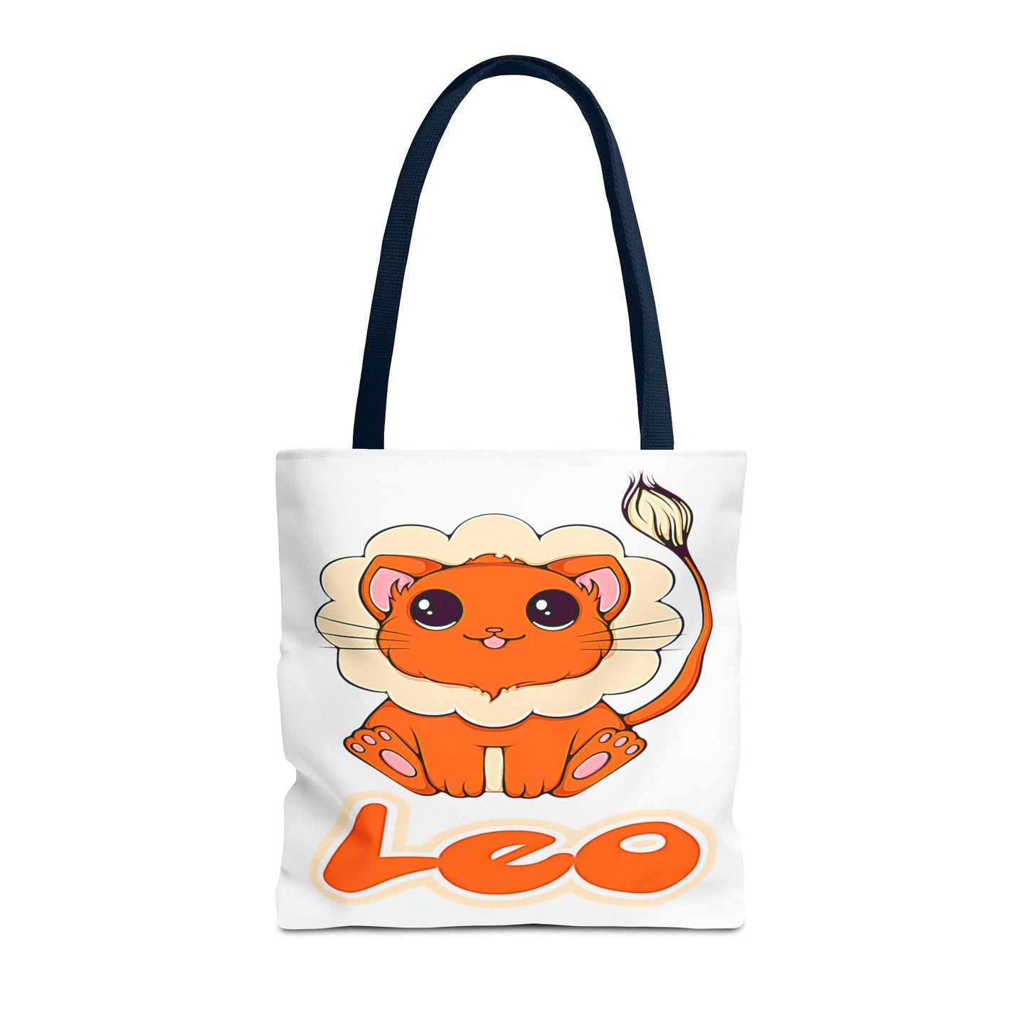 Leo Anime Cat White Tote Bag, 3 Sizes