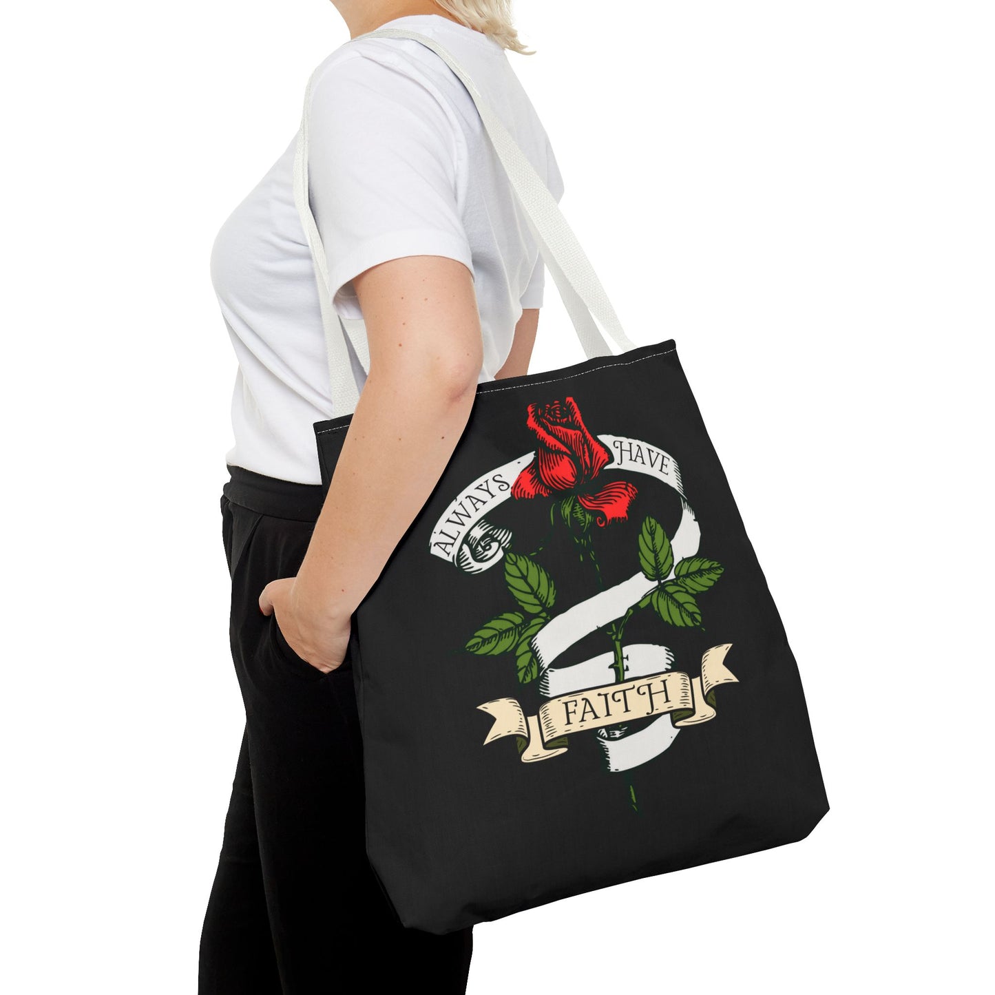 Always Have Faith Black Tote Bag, 3 Sizes