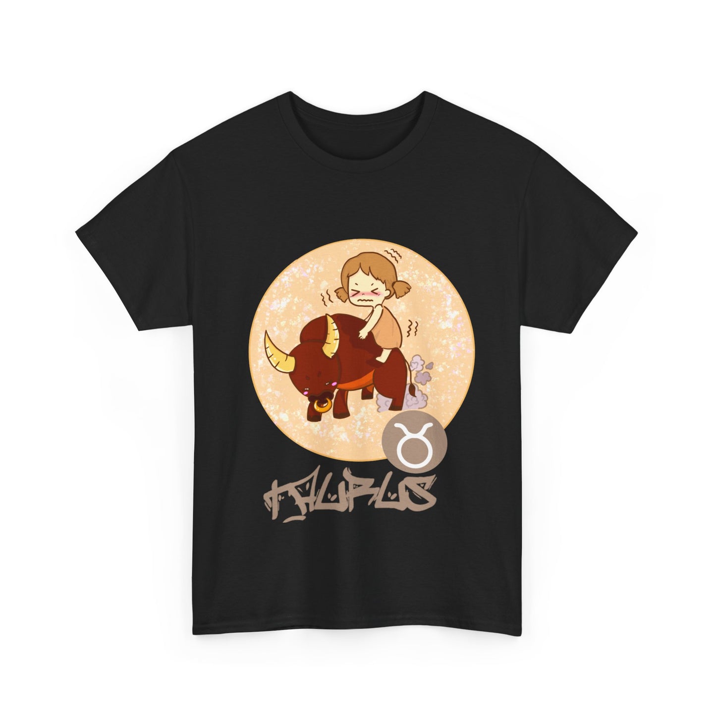 Taurus Chibi Girl & Bull, Unisex Heavy Cotton Tee