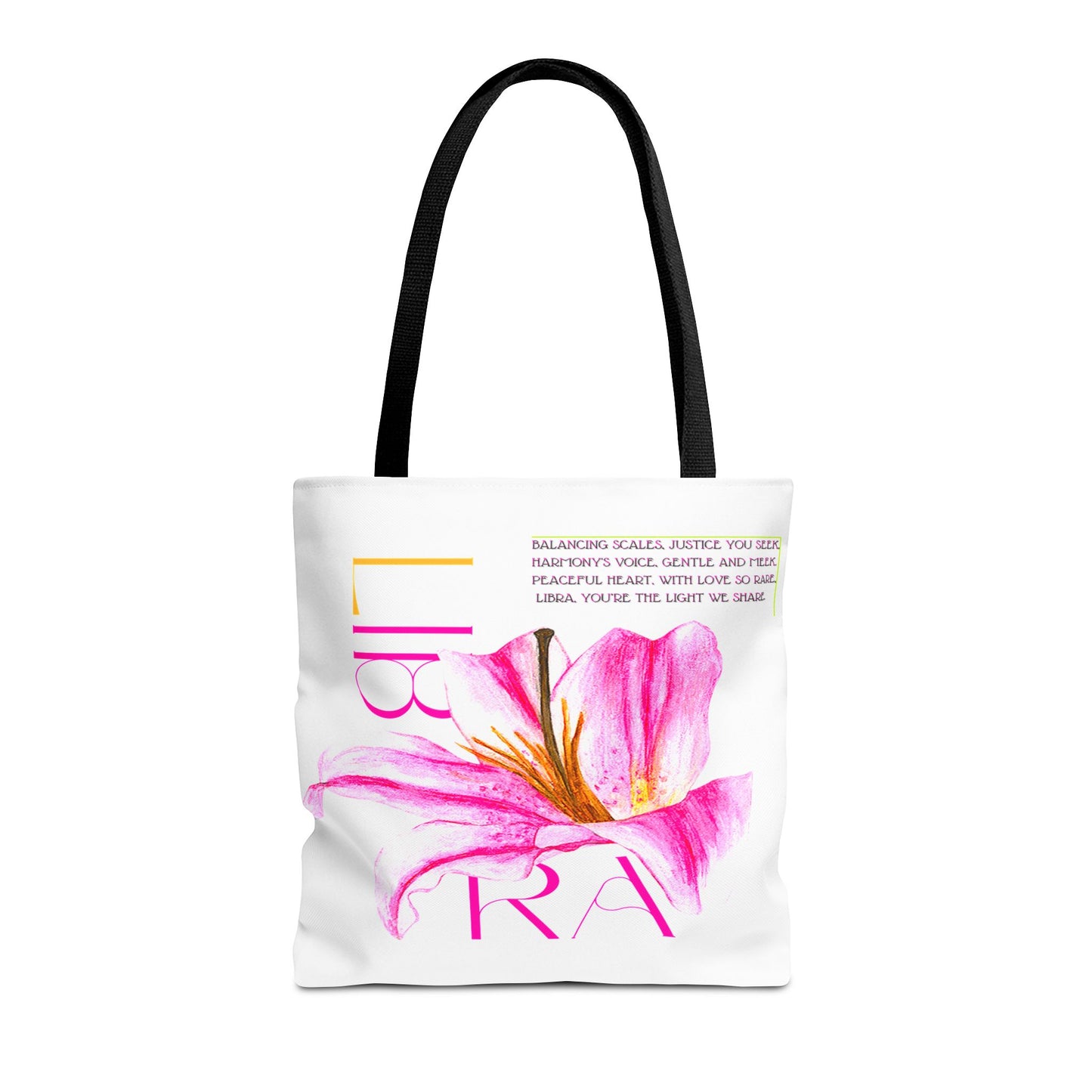 Libra Lily White Tote Bag, 3 Sizes